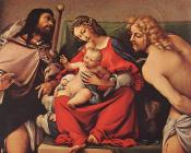 Madonna with the Child and Sts Rock and Sebastian - 洛伦佐·洛图